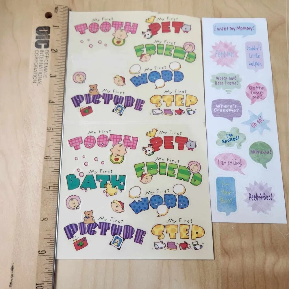 Lot of Baby Theme Scrapbook Stickers 1st Tooth 1st Step Captions Etc